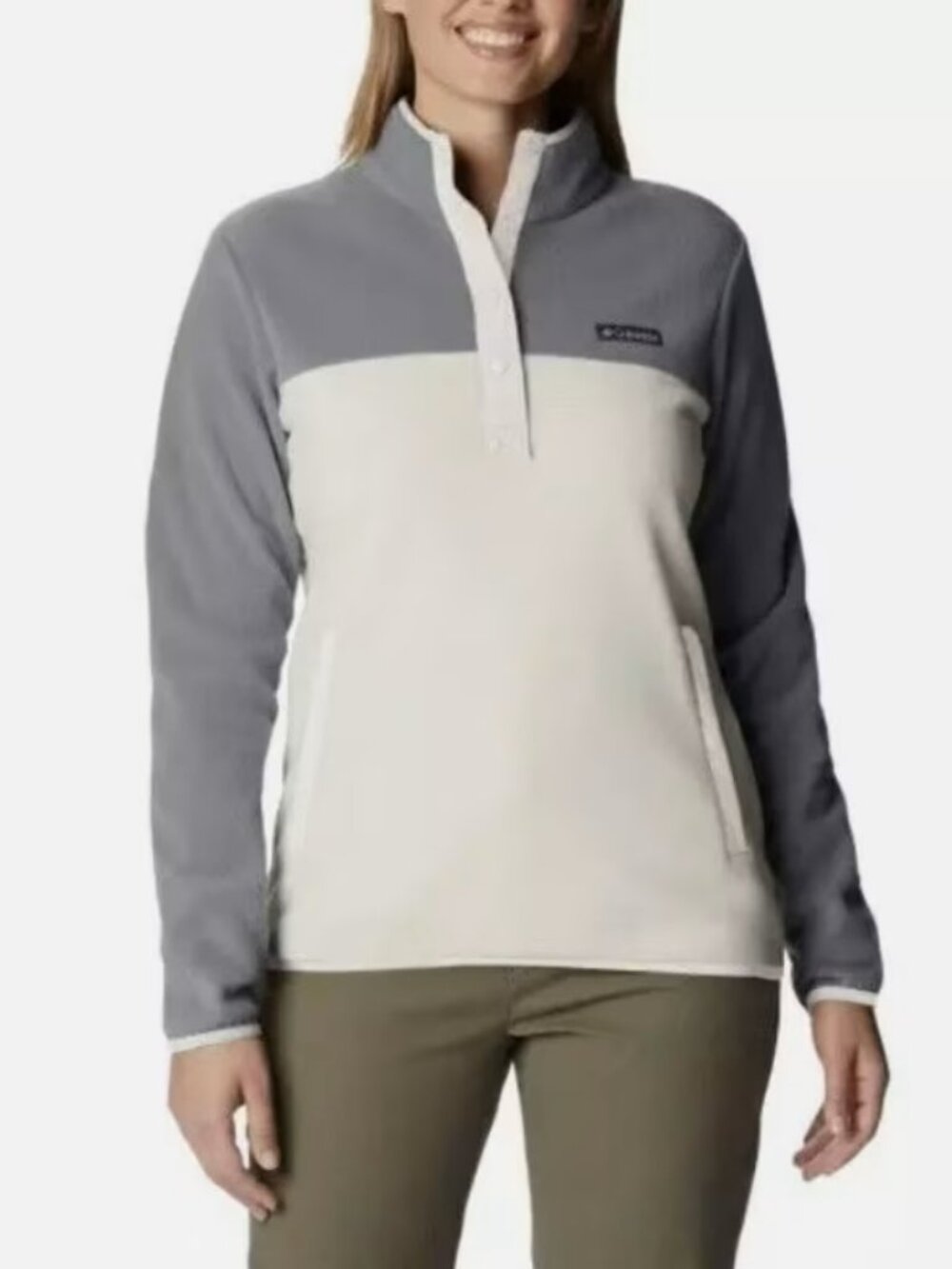 SALE! Columbia Benton Springs Half-Snap Pullover Fleece, Chalk/Gray, W's XL